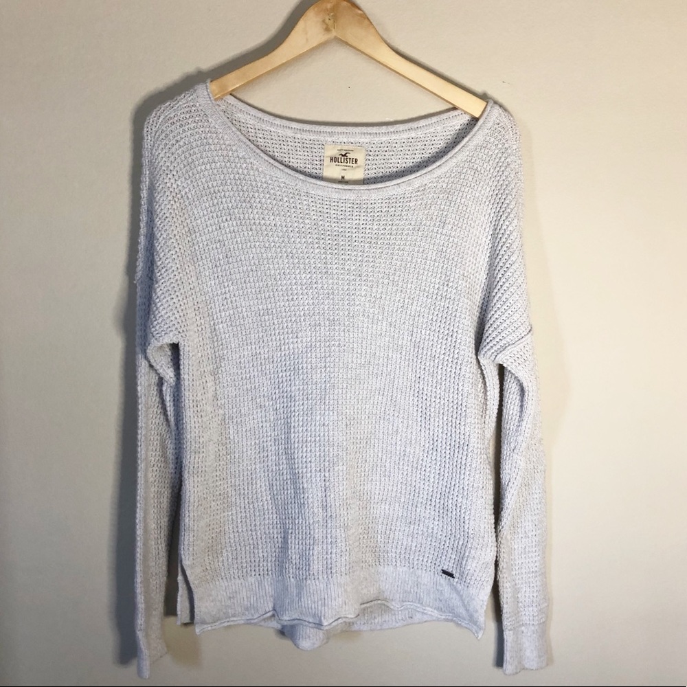 Hollister Heathered Light Gray Knit Sweater